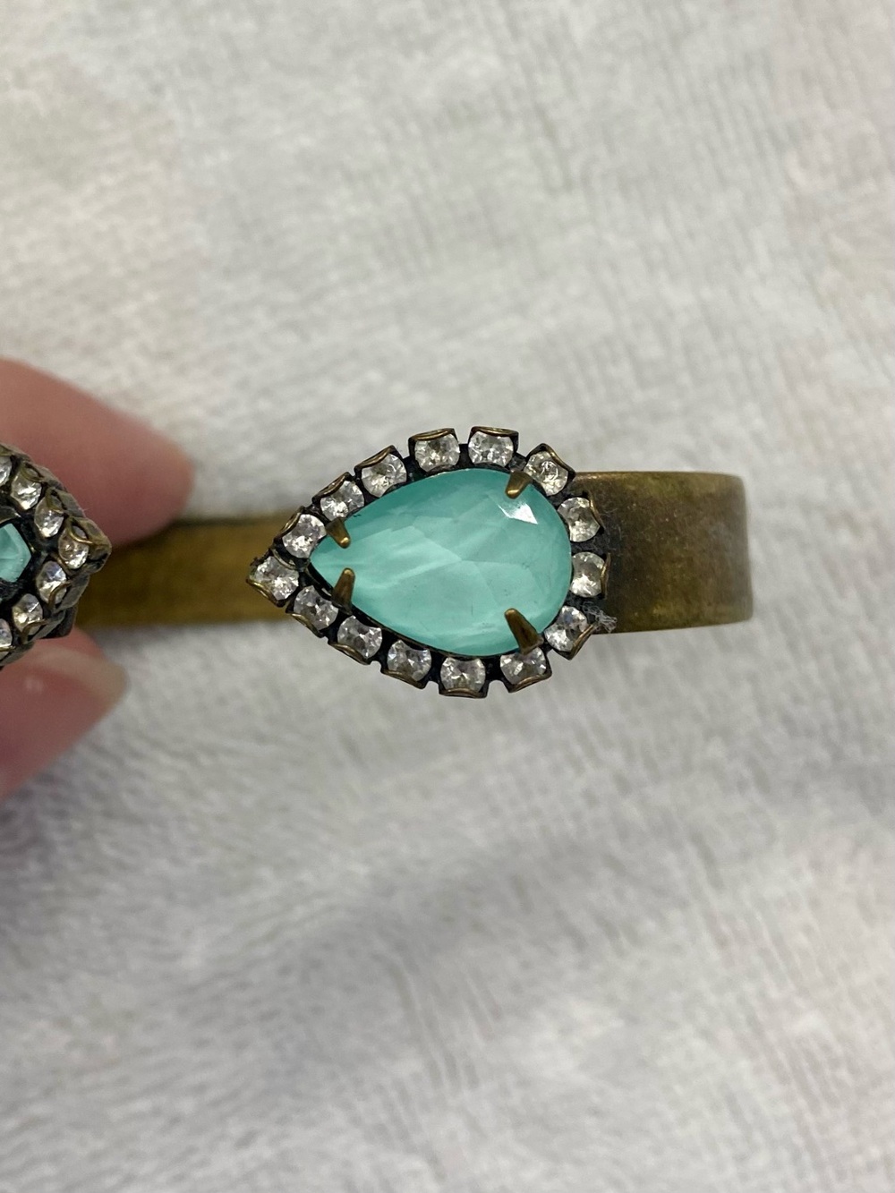 Loren Hope Aqua Teardrop Crystal-Accent Cuff Bracelet